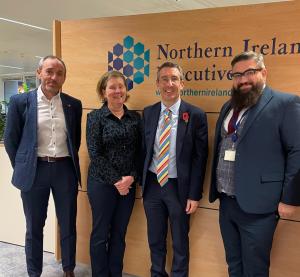 Minister Muir pictured with (L-R) Chief Veterinary Officer Brian Dooher, DAERA’s Permanent Secretary Katrina Godfrey and Aodhán Connolly, Director of European Division & Head of Office of NI Executive in Brussels.